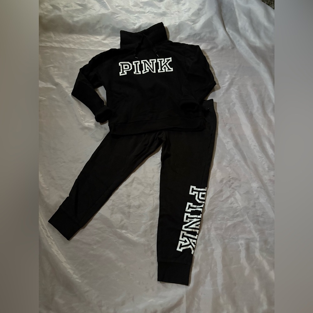 PINK Victoria's Secret Black cowl neck & jogger set